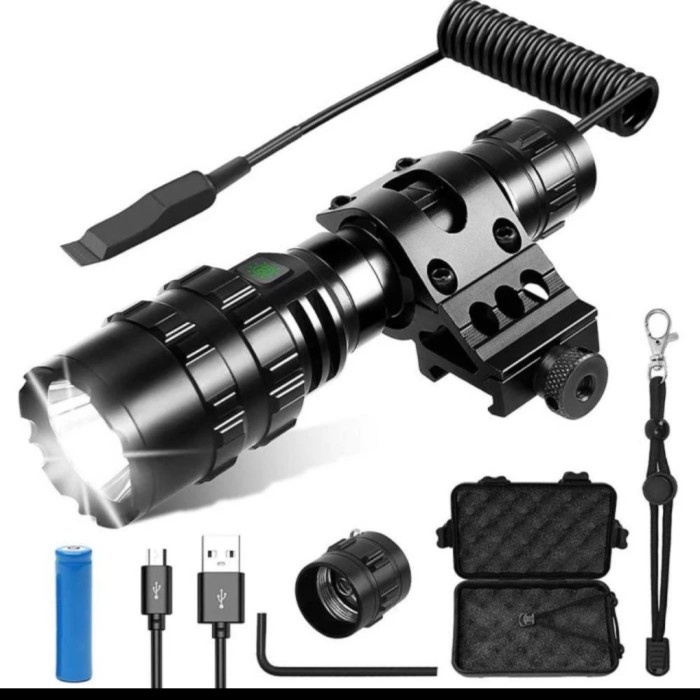 Senter LED Senapan Angin Hunting Berburu Outdoor dengan 5 mode Cahaya