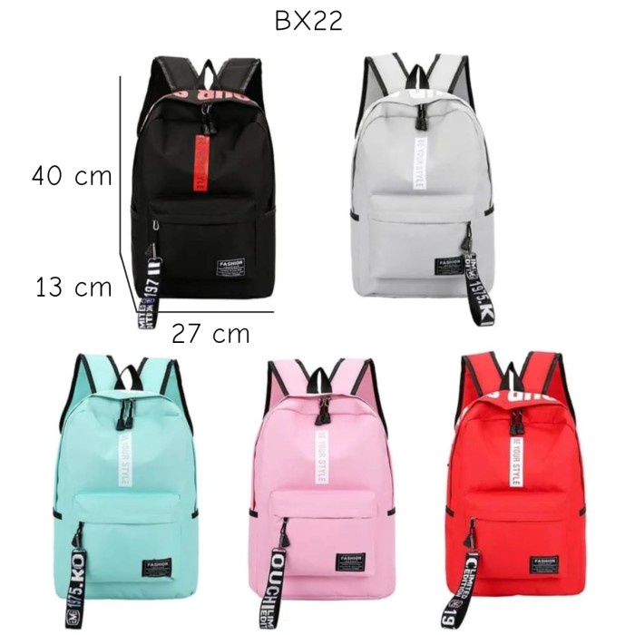 Tas Ransel Tas Fashion Pria Wanita Tas Sekolah Import Backpack BX22  Tas Sekolah Bahan Kanvas+Nylon