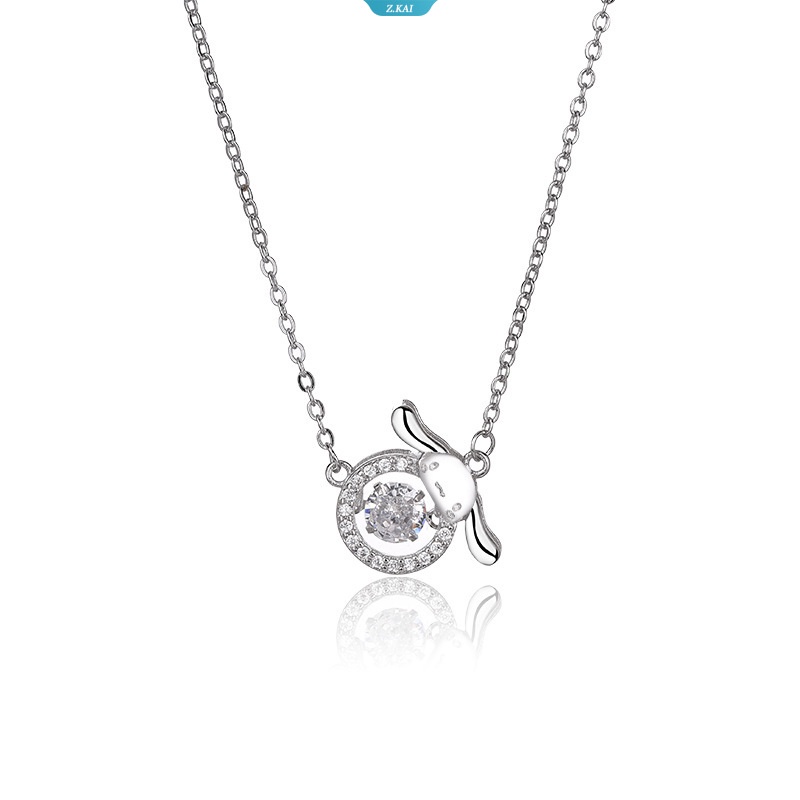 Sanrio Cinnamoroll Kartun Semangat Kalung Warna Perak Hewan Lucu Kalung Gadis Fashion Temperamen Ulang Tahun Siswa Persahabatan Hadiah Perhiasan Kalung [ZK]