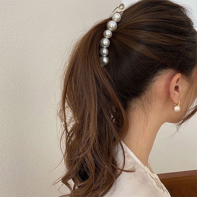 Jepit Rambut Pisang 10.5cm,Mutiara Kristal Jepitan,Ponytail  Salon Banana,Ponytail Hair Claw Clips - SG