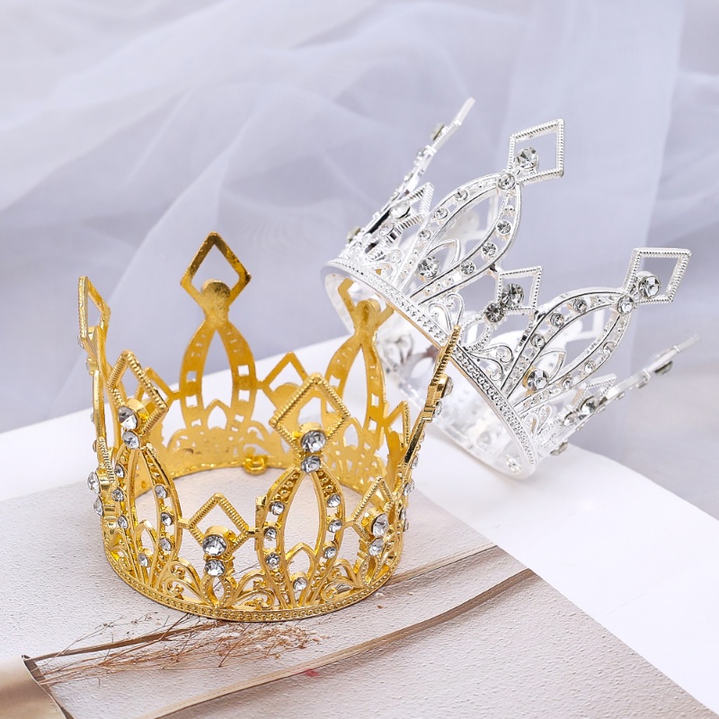 Emas/sliver Crown Cake Topper/Mahkota Anak Hiasan Rambut Princess Perlengkapan Pesta Ulang Tahun Pernikahan