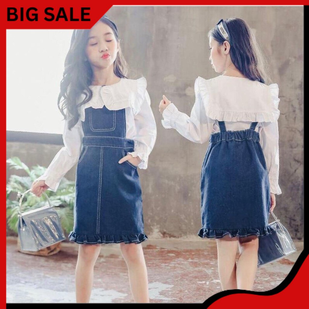 Overalls Baju Kodok Jumpsuit Anak Perempuan Polos usia 5-8 Tahun