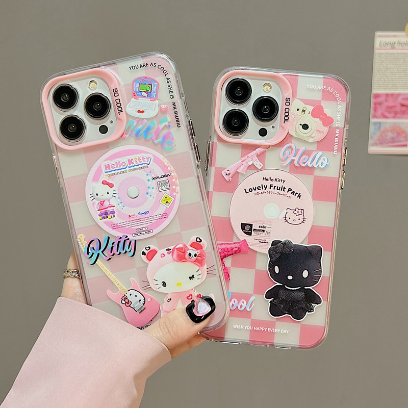 Lovely Hello Kitty Skin Feel Soft Case HP iP iPhone 12 13 14 Pro Max 11 Woman Girl FTD Casing Apple