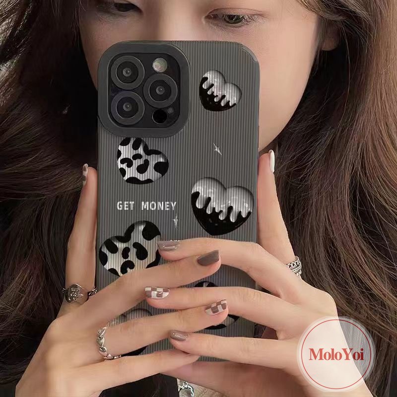 Casing Ponsel Tpu Silikon Shockproof Kompatibel Untuk IPhone 7Plus 11 13 14 12 Pro Max7 8 Plus 11 Pro MAX XS XR X MAX Tekstur Kulit Mewah Cream Cinta Hati Soft Cover