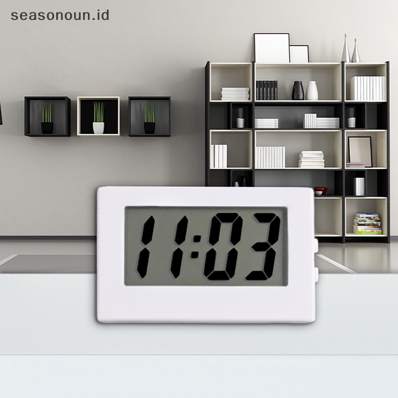 Seasonoun 1pc Kamar Tidur Sederhana Kecil Jam Tangan Elektronik Portable Orang Tua Besar Kata Meja Ujian Siswa Bisu Jam Desktop Mini Rumah LCD Digital.