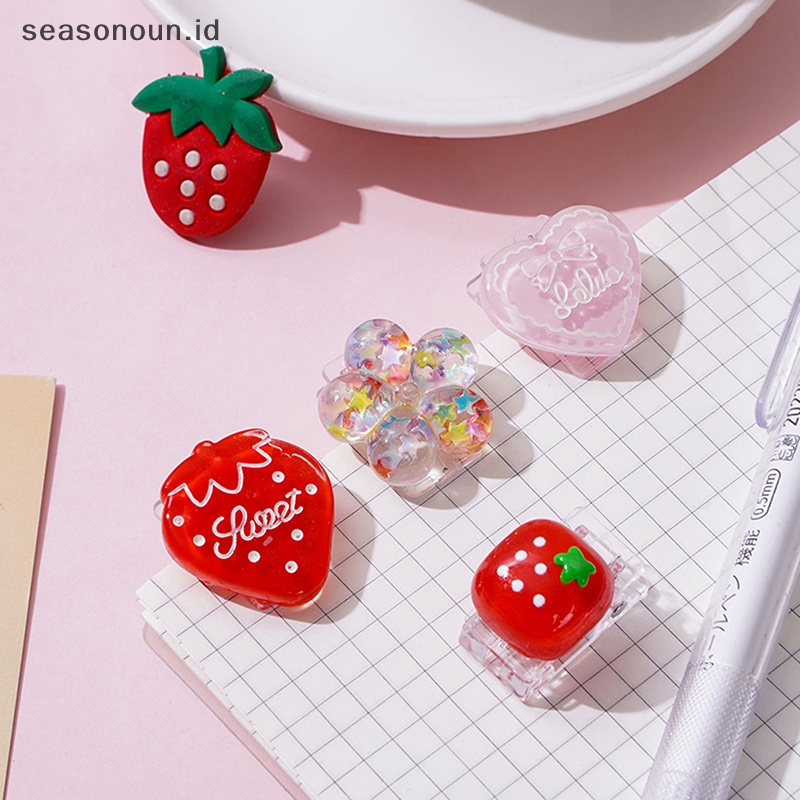 Seasonoun 4pc/set Klip Kertas Mini Lucu Kreatif Indah Hati Bunga Scrapbook Jurnal Klip Alat Tulis Siswa Klip Akrilik Aksesoris Kantor.