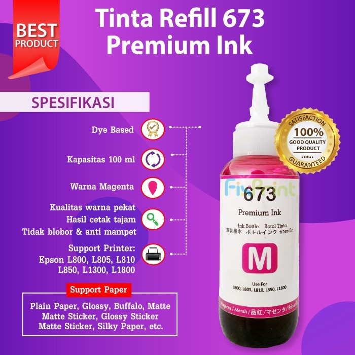 Tinta Epson 673 C, Y, M, K, LC, LM Grade Original 100% Refill Printer