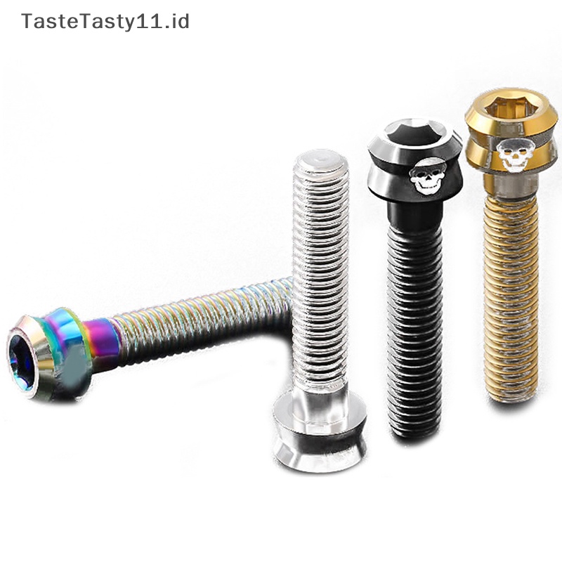 Tastetasty 4PCS Sepeda M5 * 15 /17 /19 Titanium Disc Brake Caliper Screw Rem Lever Bolt Stem Screw MTB Sepeda Jalan Hidrolik Bagian Rem.