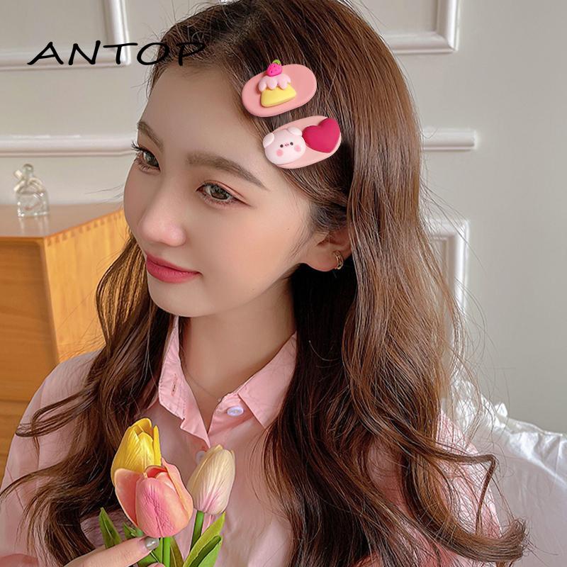 [Yumna] Kartun Piggy Hairpin Love Oval Jepit Rambut Lucu Manis Siswa Jepit Rambut