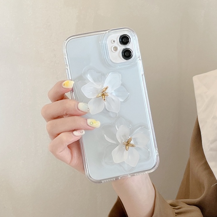 【Crystal resin】3D Transparent Clear Flowers Pretty Soft Case IPhone 7 8 Plus XR XS Max 11 12 13 14 Pro Max 14 Plus for Women Girl Gift