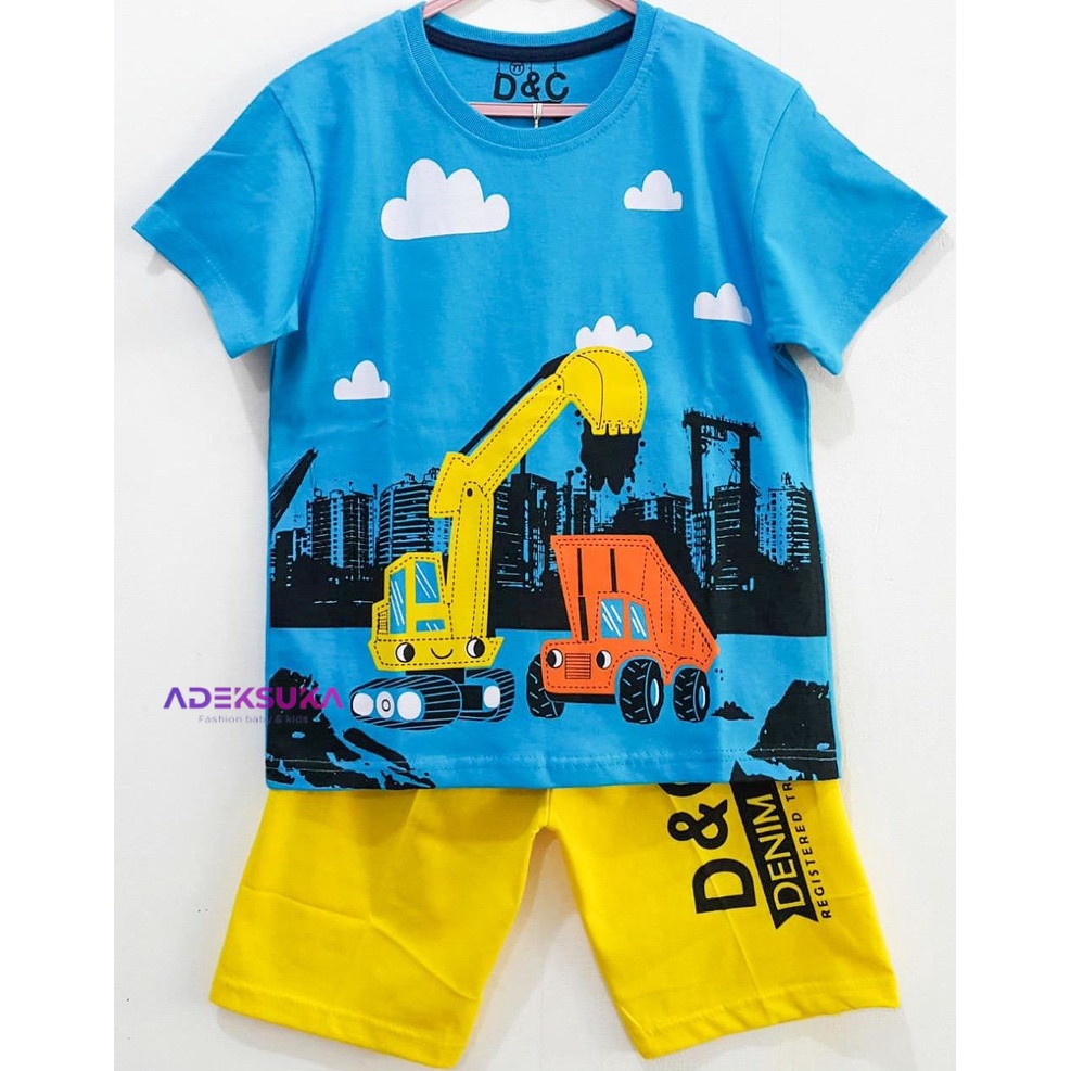 Setelan Anak Laki-Laki Mobil beko Size 1 - 10 tahun / baju anak / baju murah Berkualitas