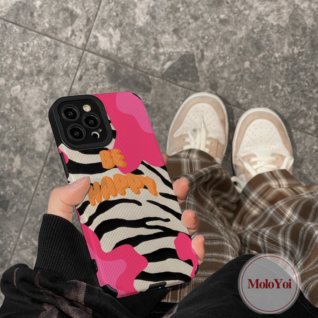 IPHONE Casing Motif Zebra Tekstur Kulit Mewah Untuk Iphone11 14 12 13 Pro Max 7Plus XR X XS Max8 7 Plus Shockproof Silikon Lembut Tpu Fashion Leopard Phone Cover