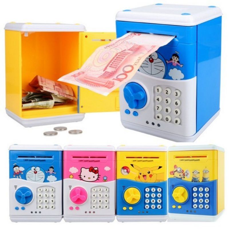 Mainan Anak Moneybox Karakter  Celengan Mesin Atm Edukasi Portable brangkas mini / mini box atm