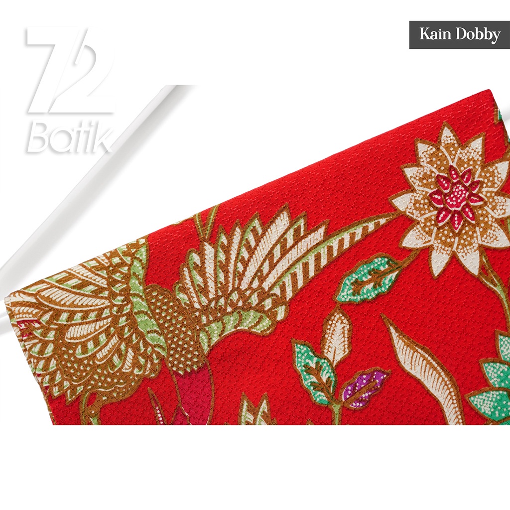 KAIN BATIK PREMIUM Dobby Motif Burung Cendrawasih Warna Merah 723618 Cap 72 Jarik Jarit Samping Kebat Panjang Batik Dobby Modern Premium Bahan Seragam Batik Pernikahan Kantor Keluarga Murah Kamen Jadi Batik Bali Lembaran