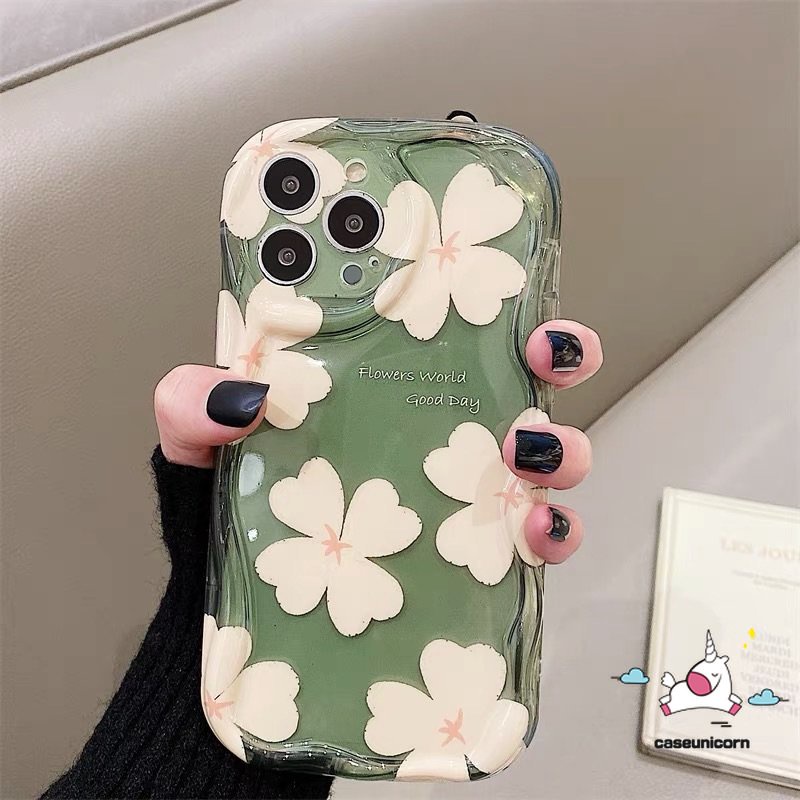 Fresh Floral Case Untuk Realme C55 C53 C20A C21Y C35 C25Y C31 C25 C11 C12 5 5i 7i 6i 5s C33 C17 C20 C15 C25s C30 C21 C3 30A Narzo 20lembut 3D Bergelombang Tepi Melengkung Bunga Penutup Glossy