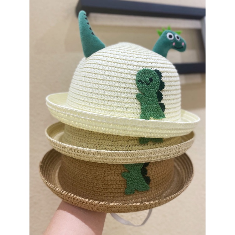 Topi Jerami Anak-Anak Lucu Pelindung Matahari Dan Tabir Surya Bayi Dinosaurus Kartun Fisherman Hat