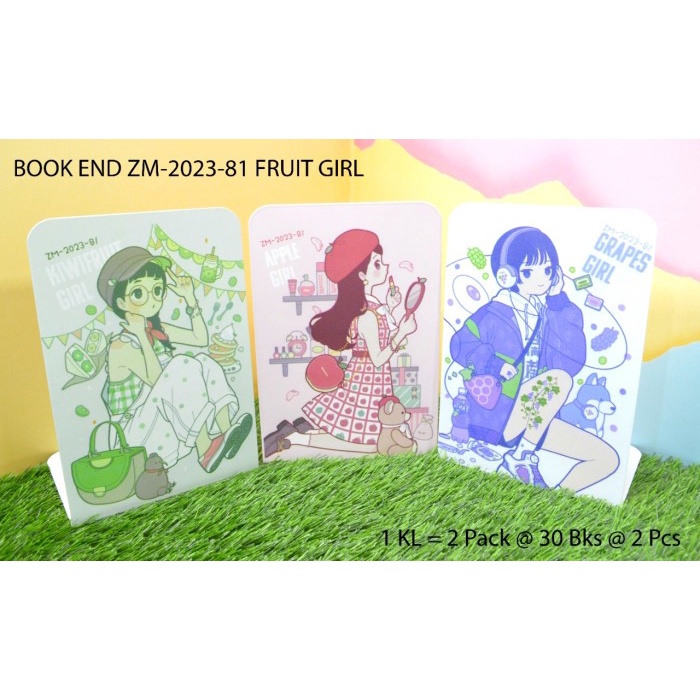 

penahan buku atau stand book motif fruit girl isi 2 pc -Zilong
