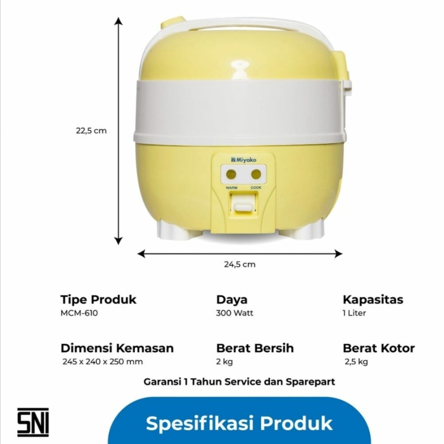 Magic com 1 Liter Penanak Nasi 3 In 1 Miyako / Magic Jar Mini / Rice Cooker Awet