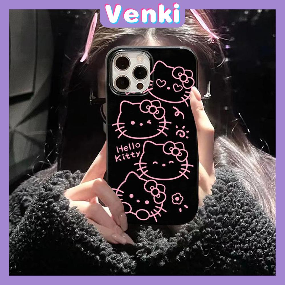 VENKI - For iPhone 11 iPhone Case Black Glossy TPU Soft Case Shockproof Protective Camera Cute Cartoon Cat Avatar Compatible with iPhone 14 13 Pro max 12 Pro Max xr xs max 7 8Plus