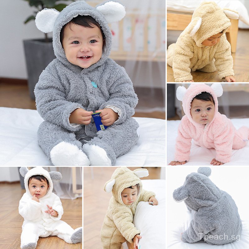 Cod Baby Romper Jumper Newborn Jaket Hoodie Bulu Karakter Bahan fleece lembut Kostum Jumpsuit