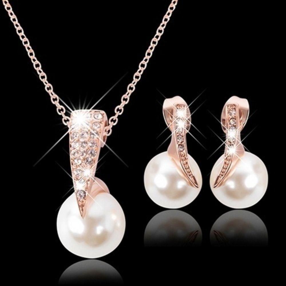 Mxbeauty Mutiara Set Perhiasan Pernikahan Mewah Perhiasan Aksesoris Cheongsam Kepribadian Temperamen Anting Mutiara