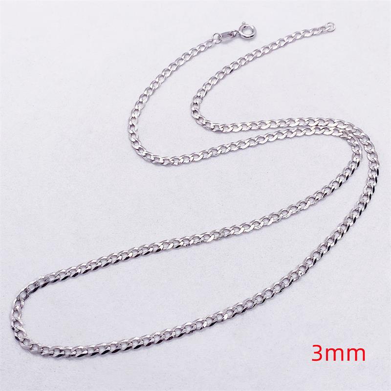 S925 Sterling Silver Kalung Sederhana Fashion Pria Rantai Samping Kuba Cambuk Rantai Liontin Rantai Tebal Fashion Kerah Rantai