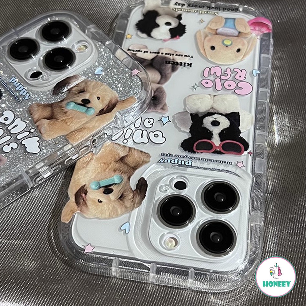 Fashion Glitter Anjing Kucing Kelinci Case Untuk iPhone 14 Pro Max13 12 11 Pro Max Hewan Lucu Shockproof Lembut TPU Cover Pelindung