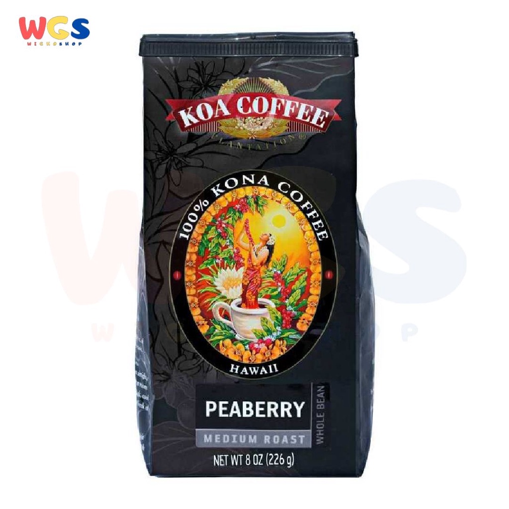 Kona Coffee Hawaii 100% Peaberry Medium Roast Coffee Bean 8oz 226g