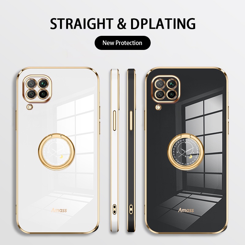 Andyh Casing Ponsel Silikon Ultra Tipis Untuk Huawei Nova 6SE Nova 7i Deluxe Fall Protection Gold Band Dengan Cincin Jam Dan Lanyard Gratis