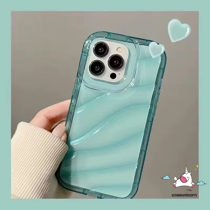 Casing Ponsel Pola Bergelombang Kreatif Kompatibel Untuk IPhone 7Plus Xr11 14 13 12 Pro MAX 6 6S 7 8 Plus X XS MAX SE 2020 Mewah Simple Bening Warna Macaron 3D Stereo Soft Cover