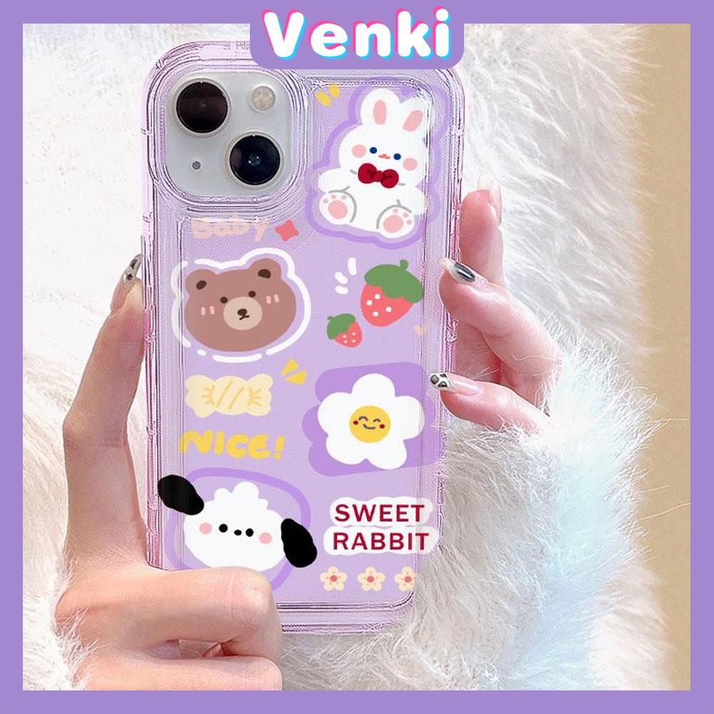 VENKI - For iPhone 11 Case Clear Phone Case TPU Soft Case Airbag Shockproof Protection Camera Cute Bear Bunny Compatible with iPhone 14 13 Pro Max iPhone 12 Pro Max XR XS 7 8Plus