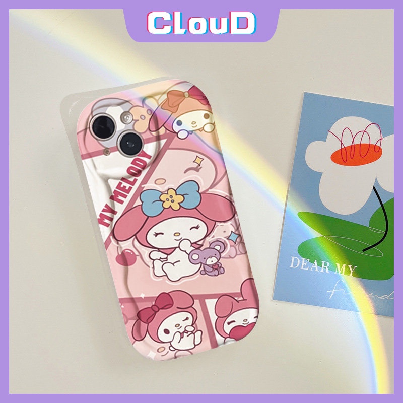 Pasangan Case Untuk Redmi A1 9T 10C A2 9 10 9A 10A 9C NFC POCO M3 Redmi Note11 9 12 8 10s 11s 10Pro Max 3D Wavy Curved Edge Kartun Cute Cinnamoroll Melody Lembut Glossy Cover