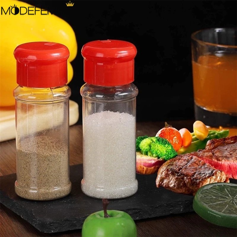 Pepper Shaker Spices Box Portable Camping BBQ Seasoning Bottle Alat Gadget Dapur 100ml Botol Bumbu Dengan label Stiker Transparan Rempah Garam Merica Shaker Seasoning Jar