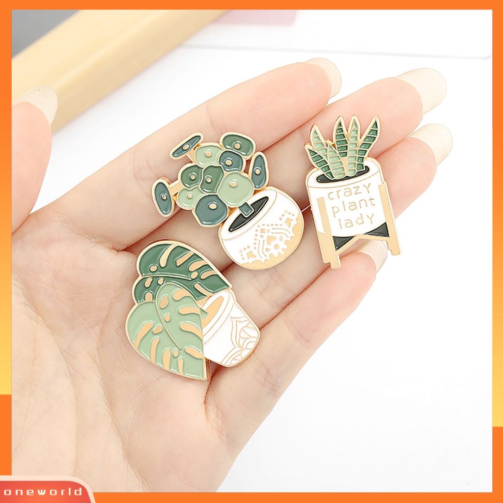 [ONE] Kartun Enamel Pin Pot Tanaman Bros Jas Kerah Lencana Pakaian Tas Aksesori