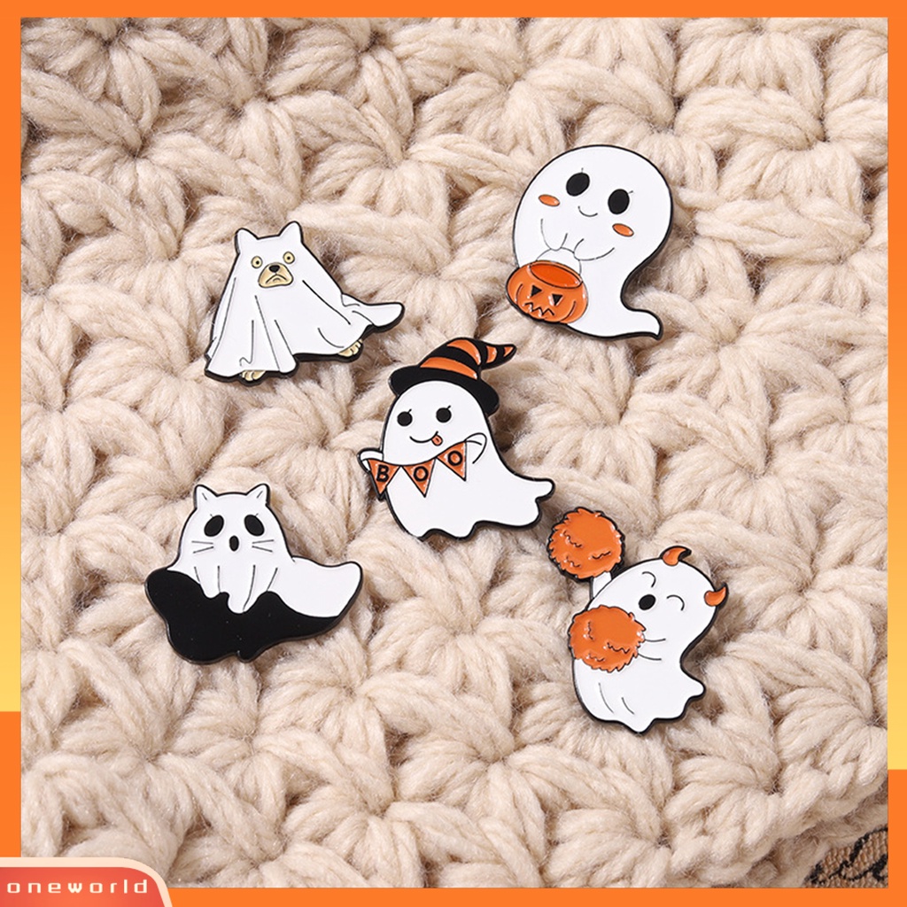 [ONE] Halloween Bros Kepribadian Indah Tahan Lama Ringan Nakal Hias Pakaian Kokoh Kartun Bentuk Hantu Anak Pin Aksesoris Halloween