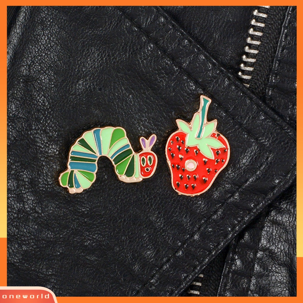 [ONE] Bros Pin Kartun Enamel Warna-Warni Hias Geometris Strawberry Hewan Kerah Lapel Lencana Pria Wanita Perhiasan Pakaian Yang Sesuai Dengan Hadiah Nikmat Pesta