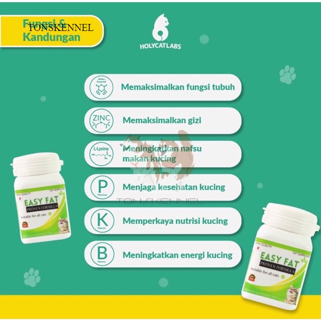 EASY FAT 50 KAPSUL - Vitamin Kucing Penggemuk Badan dan Penambah Nafsu Makan Cat Kitten Adult