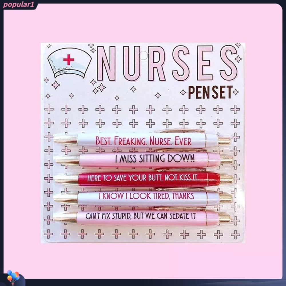 Populer 5Pcs Pulpen Perawat Lucu Set Untuk Perawat Dokter Nursing Pens Hari Valentine Tinta Hitam