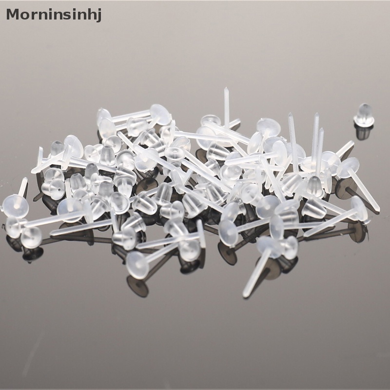 Mornin 50 /200Pcs Invisible Plastik Lembut Silikon Karet Alas Anting Pin Stud Earring id