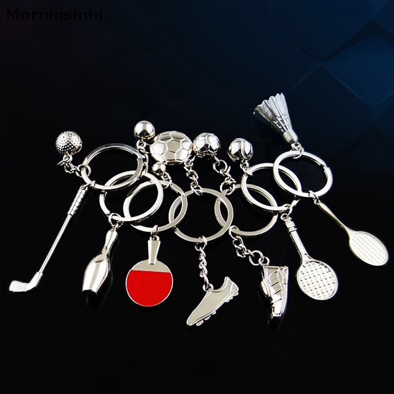 Mornin Gantungan Kunci Badminton Logam Simulasi 3D Badminton Pendant Gymnasium Sport Pendant id