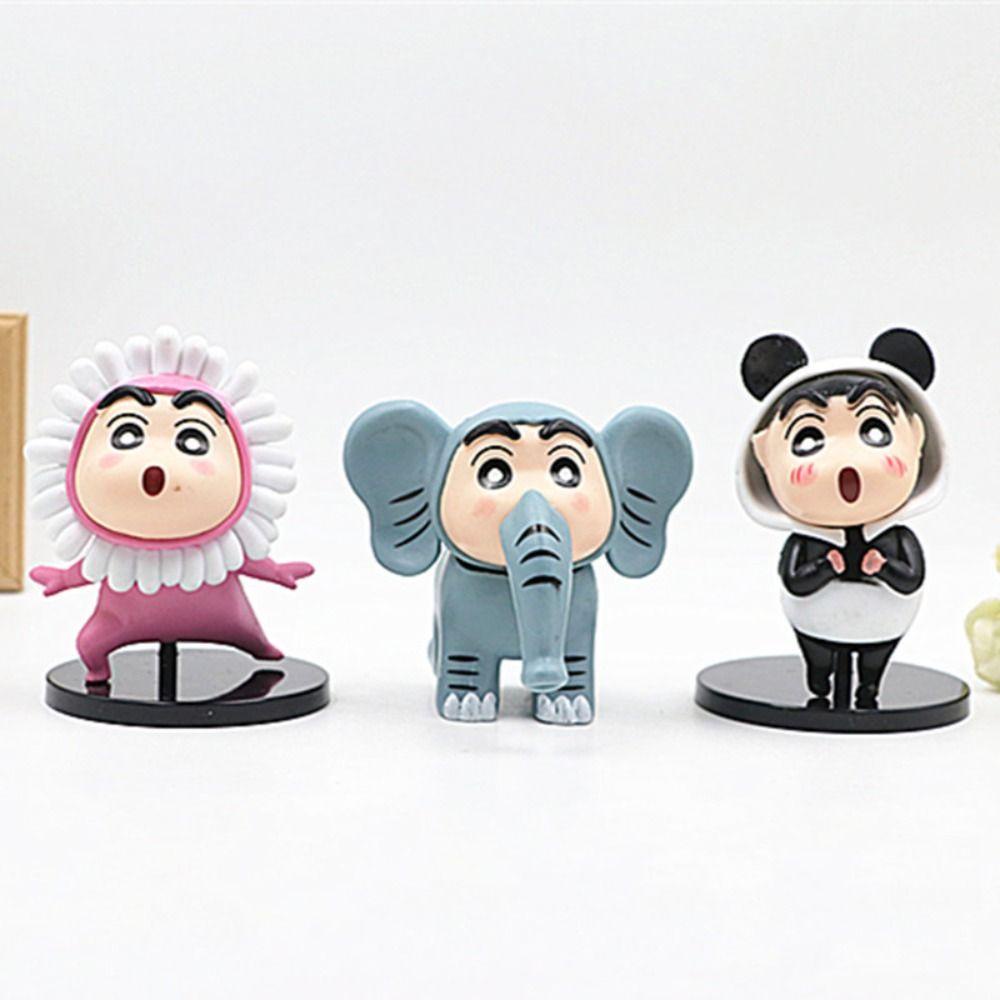 Lanfy Crayon Shin-Chan Anime Figure Kartun Mainan Untuk Hadiah Ulang Tahun Anak Peripheral Toy Dekorasi Kue Crayon Figure Toys