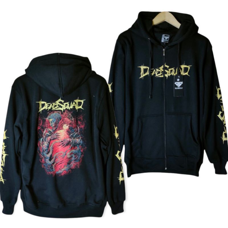 [BISA COD] JAKET HOODIE PRIA DEADSQUAD NEW BLACK - JAKET MUSIK METAL DEADSQUAD - JAKET HOODIE MUSIK 