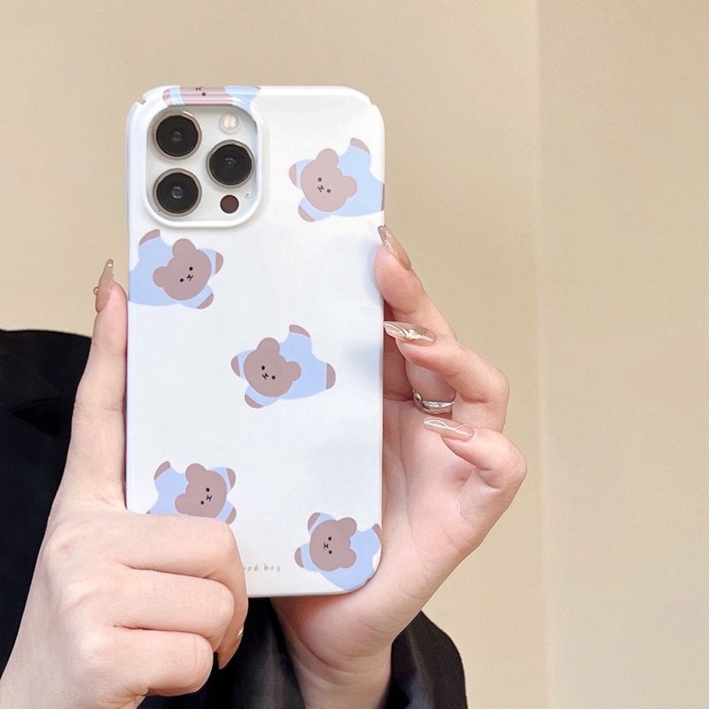 IPHONE Lovely Full Bear Hard Plastic Case HP iP Iphone14+Plus X XS XR 11 12 13 Pro Max FTD Woman Girl Casing Apple