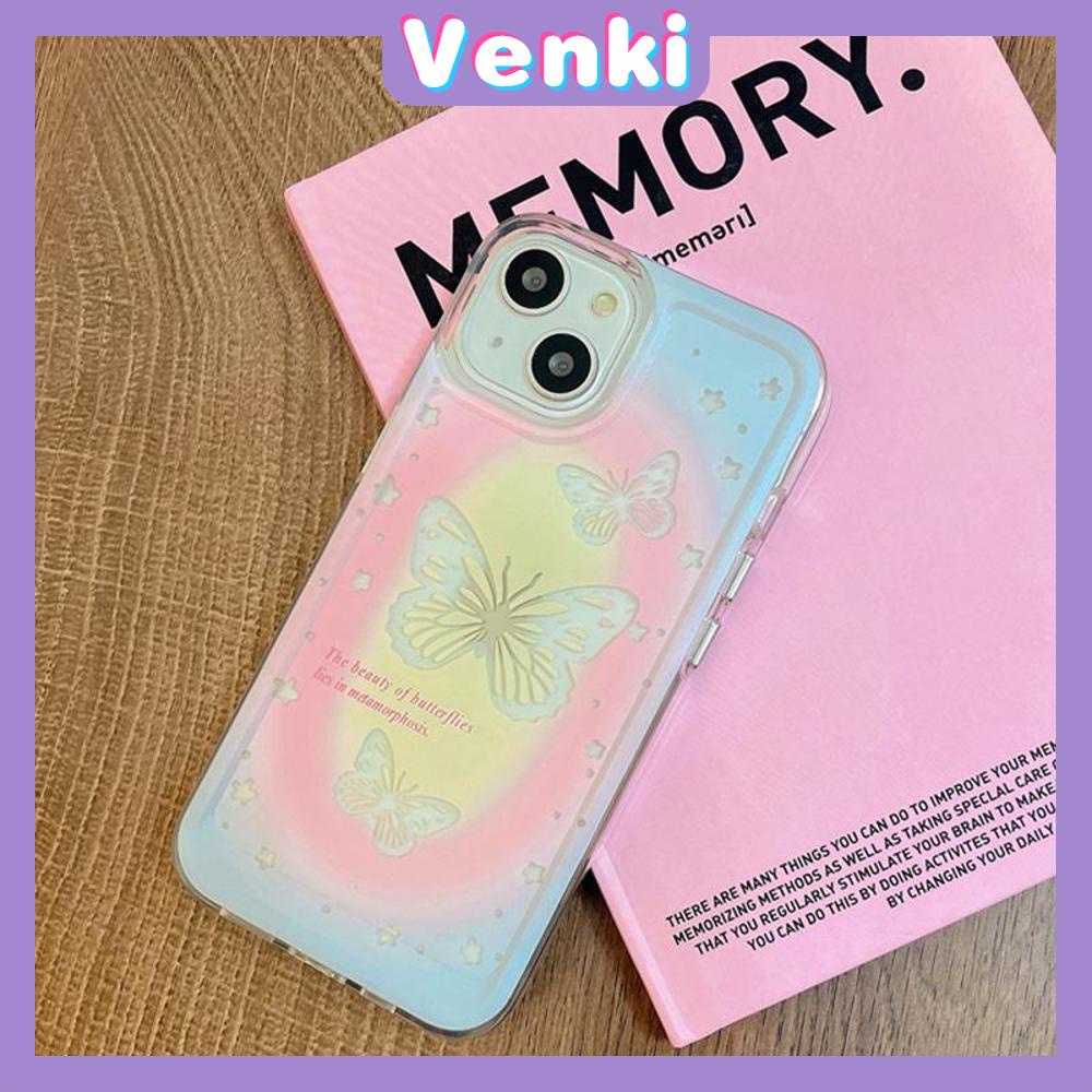 VENKI - Untuk iPhone 11 iPhone Case Bening Lubang Besar Space Case TPU Soft Case Shockproof Protection Camera Cute Butterfly Star Kompatibel dengan iPhone 14 13 Pro max 12 Pro Max xr xs 7 8