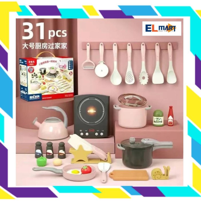 Elmart Mainan Masak Masakan Kitchen Set 31pc Playset Kids Cookware MM1