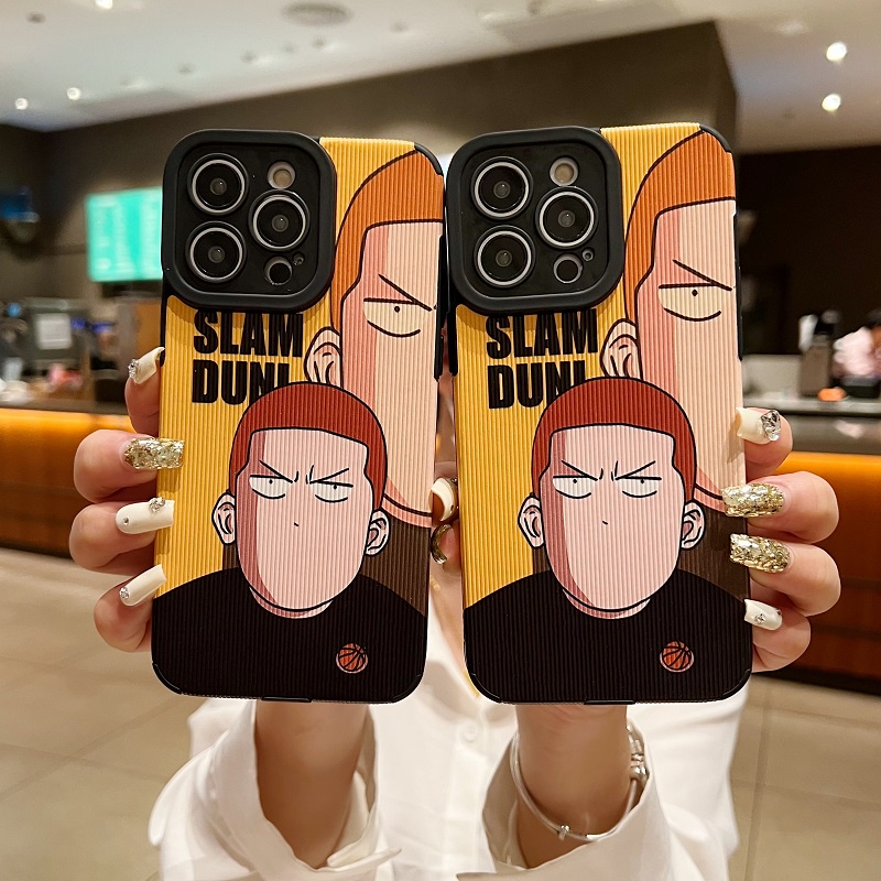 IPHONE Untuk Iphone14 13 12 11 Pro Max X XR XS Max7 8 Plus Kartun Slam Dunk Tekstur Vertikal Pelindung Kulit Soft case