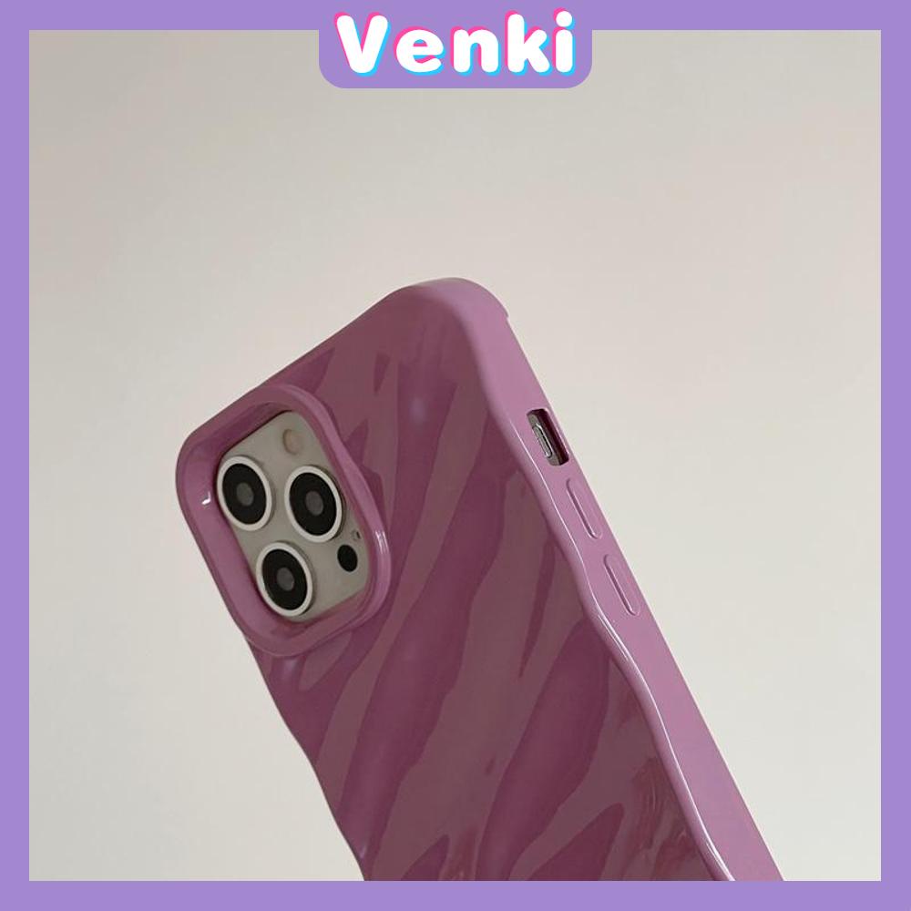 VENKI - Untuk iPhone 11 Case Soft Case Glossy 3D Ripple Dimensi Shockproof Coklat Ungu Hitam Putih Hijau Untuk iPhone 14 Pro Max 13 Pro max 12 Pro Max 11 iPhone XR XS 7Plus 8Plus