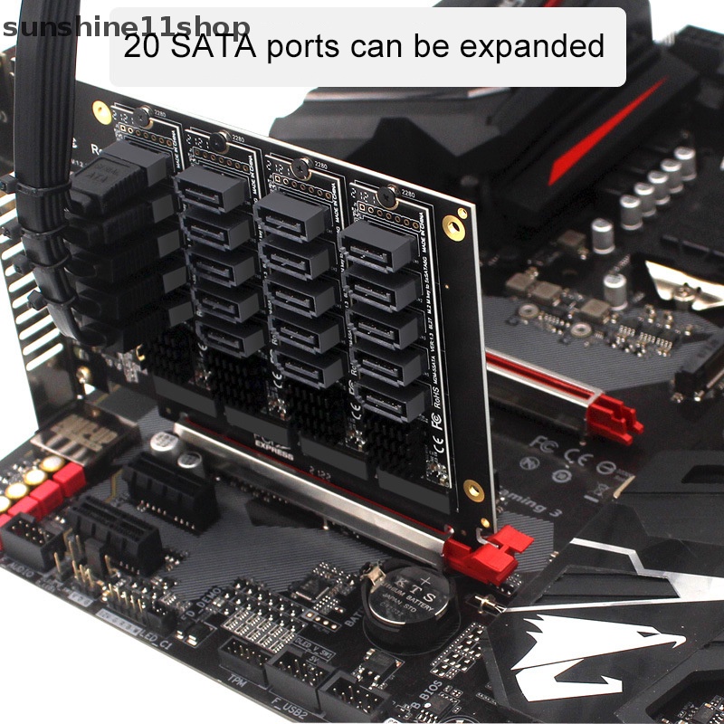 Sho M.2 NVME PCI-E PCIE X4 X8 X16 Ke 6port 3.0 SATA Adapter Kartu Riser III ASM1166 N