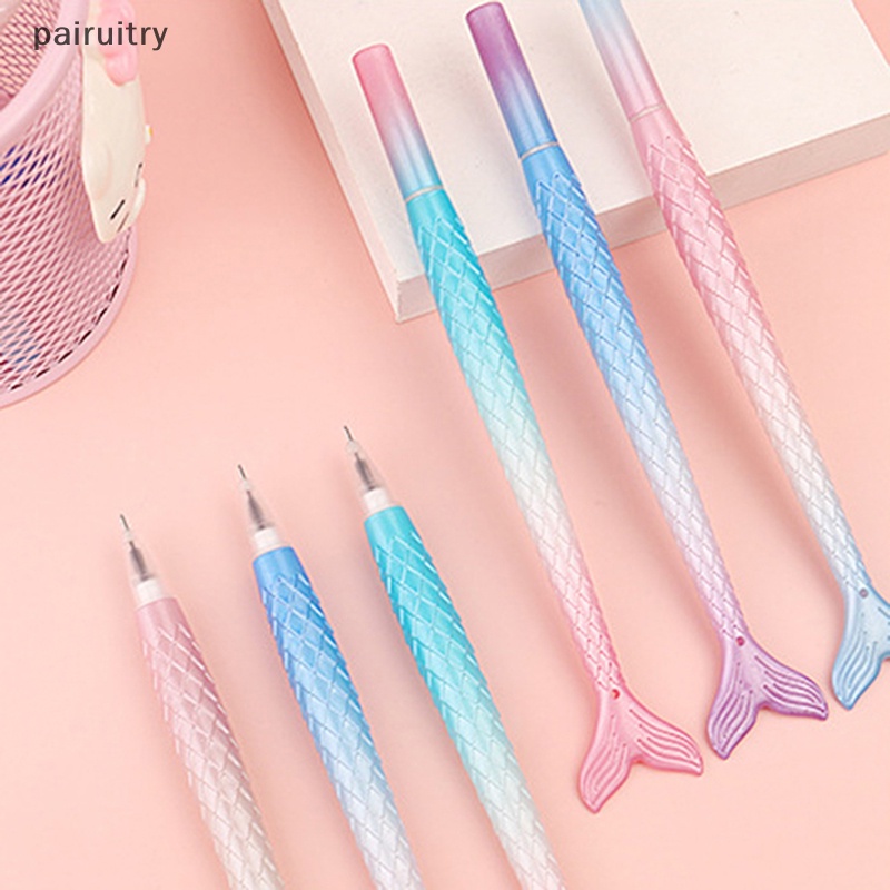 Prt 1PCS Warna Acak 0.38mm Kreatif Lucu Kartun Mermaid Gel Pen Siswa Sig Kreatif Alat Tulis Perlengkapan Sekolah PRT