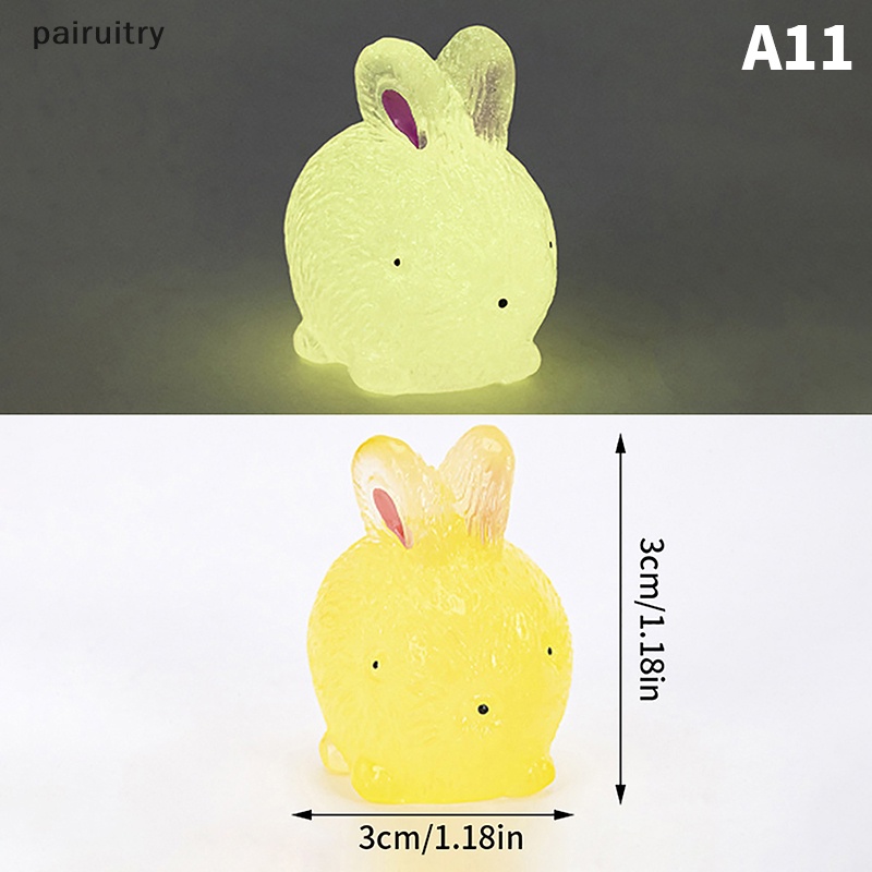 Prt 2pcs Mini Neon Kelinci Ornamen Miniatur Angka Kelinci Kecil Resin Kerajinan Tangan Lanskap Mikro Dekorasi Rumah Boneka PRT